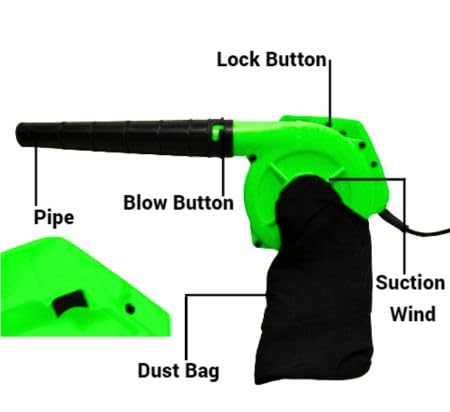 600W Electric Air Blower for Dust Cleaning | 140 MPH High-Speed Motor | Handheld Blower for Home, Car, PC, Garden   Lightweight & Powerful (Green)