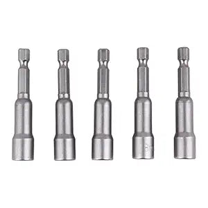 et of 5 Pcs Magnetic Nut Socket Hexagon Wrench Power Drill Bit Adaptors for Bolt Tightening Screwdrivers (8mm nut 65mm length)