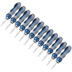 Reversible & Adjustable Screwdriver Set   Flat & Phillips Head, Durable Steel Tips, Ideal for Electronics & Electrical Repair, Pack of 12 (Blue Handles)