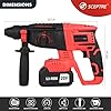 120V Cordless Rotary Hammer Drill | 26mm 4-Mode Forward/Reverse | 48000RPM Powerful Driver with Li-ion Battery & Lock Button | Heavy Duty Hammer Drill for Home & DIY