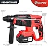 120V Cordless Rotary Hammer Drill | 26mm 4-Mode Forward/Reverse | 48000RPM Powerful Driver with Li-ion Battery & Lock Button | Heavy Duty Hammer Drill for Home & DIY
