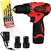 CD120B 12V Cordless Drill Machine with 1350 RPM, 10mm Keyless Chuck, (25+1) Torque Settings, Reversible Function, LED Light & 2 Batteries   for Wood, Metal, DIY Projects (Red)