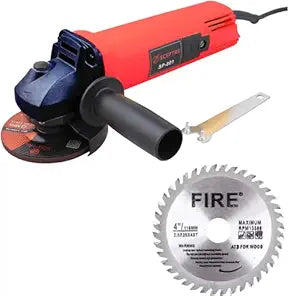 Gold SP-801 4-Inch Angle Grinder Machine 850W, 11000 RPM with Side Handle   Includes 4" 110mm Wood Cutting Saw Blade (40T, 13500 Max RPM) for DIY & Professional Use