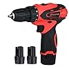 CD120B 12V Cordless Drill Machine with 1350 RPM, 10mm Keyless Chuck, (25+1) Torque Settings, Reversible Function, LED Light & 2 Batteries   for Wood, Metal, DIY Projects (Red)