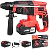 120V Cordless Rotary Hammer Drill | 26mm 4-Mode Forward/Reverse | 48000RPM Powerful Driver with Li-ion Battery & Lock Button | Heavy Duty Hammer Drill for Home & DIY