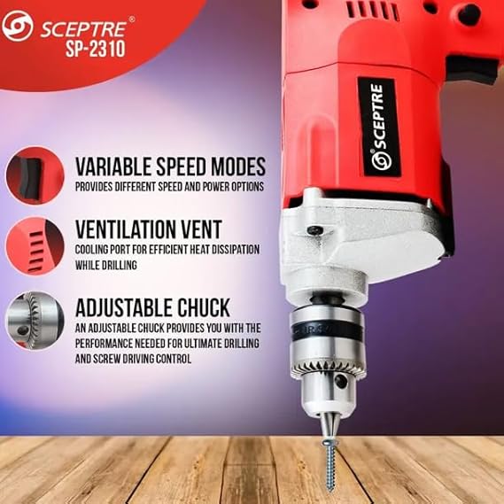 Drill Machine with Long Cord & Professional Grade Motor SP-2310 Pistol Grip Drill (10 mm Chuck Size)