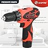 CD120B 12V Cordless Drill Machine with 1350 RPM, 10mm Keyless Chuck, (25+1) Torque Settings, Reversible Function, LED Light & 2 Batteries   for Wood, Metal, DIY Projects (Red)