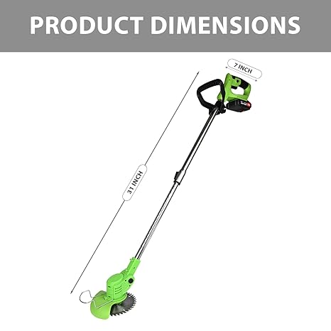 2-in-1 Cordless Grass Trimmer & Brush Cutter – 1500mAh 2 Batteries, 6 Blades, Safety Glasses, Gloves & Charger – Adjustable Electric Weed Trimmer for Lawn & Garden