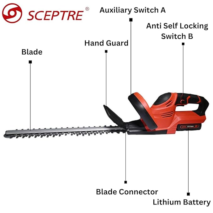 24V Cordless Hedge Trimmer for Garden | Electric Grass & Plant Cutter | Dual Blade Lawn Tool with 2 Rechargeable Batteries | Lightweight, Powerful, Easy to Use