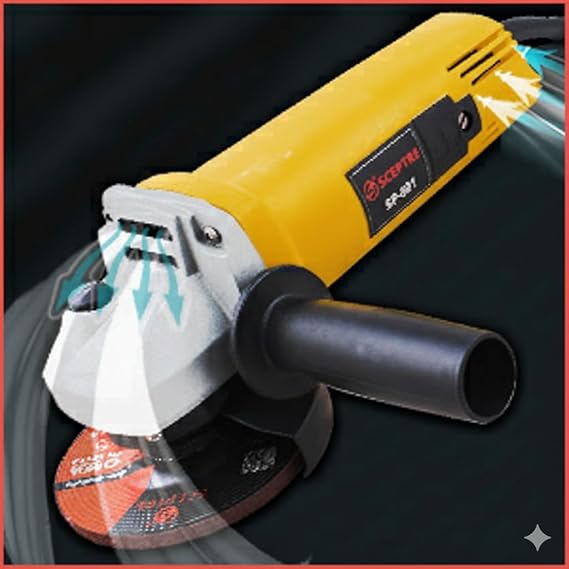 Gold 4-Inch (100mm) Angle Grinder, 850W Heavy Duty Motor, 11000 RPM, Pure Copper Coil, Side Handle, for Metal, Wood & Masonry Cutting & Grinding, Includes 5 Grinding Wheels