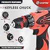 CD120B 12V Cordless Drill Machine with 1350 RPM, 10mm Keyless Chuck, (25+1) Torque Settings, Reversible Function, LED Light & 2 Batteries   for Wood, Metal, DIY Projects (Red)