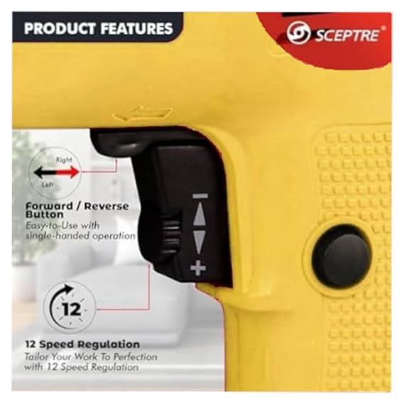 400W Electric Hammer Drill Machine | 10mm Chuck, 3200 RPM, Variable Speed, Reversible Function | 220V Corded Drill for Wood, Metal, Masonry | Home DIY Power Tool (YELLOW)