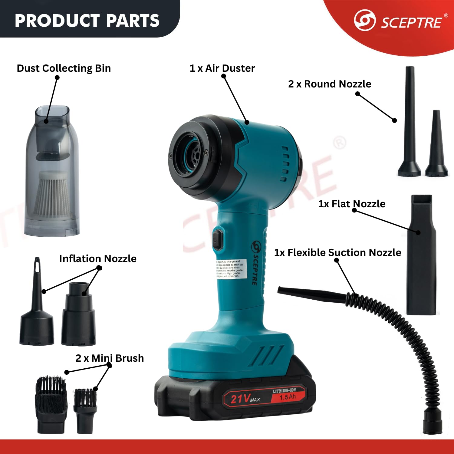 2-in-1 Cordless Handheld Vacuum Cleaner & Air Duster – Portable Rechargeable Vacuum with Nozzle Attachments & USB Charging for Car, Sofa & Keyboard Cleaning