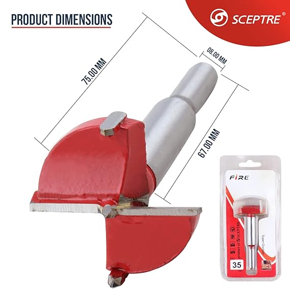 35mm Tungsten Carbide Bit Wood Hole Saw Super Durable Powerful & Sturdy Carpentry Tapper L Bihari & Auto Hinges Bit Cutting Tool for Drill Rotary Hammer