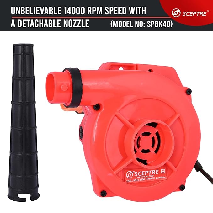 SPBK-40 650W Electric Air Blower & Dust Cleaner | 15000 RPM Motor, 190 km/hr Airflow | Dual Mode Suction & Blowing | Heavy-Duty Unbreakable Body for Home, Car & PC Cleaning (Red, Corded)