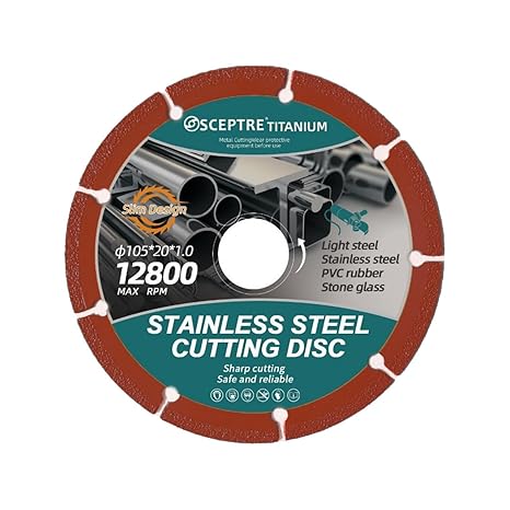 Professional Stainless Steel Cutting Disc   105mm Cutter Disc Saw Blade for Angle Grinder, Light Steel, PVC, Rubber, Stone, Glass, Dry Cutting Grinding Blade, Multicolor