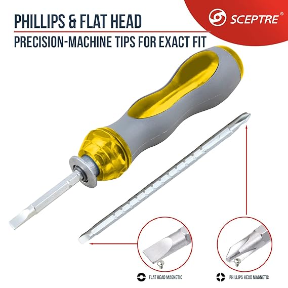 Reversible & Adjustable Screwdriver Set   Flat & Phillips Head, Durable Grip, Multipurpose Repair Tool for Electronics & Electrical Devices (Pack of 12, Yellow)