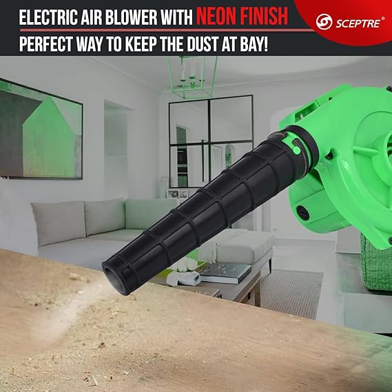 Sceptre SPBK-40 650W Electric Air Blower with Suction   15000 RPM Motor, 190 km/hr Air Flow, Dual Function Dust Cleaner for Home, Office & Car, Unbreakable Body (Green, Corded)