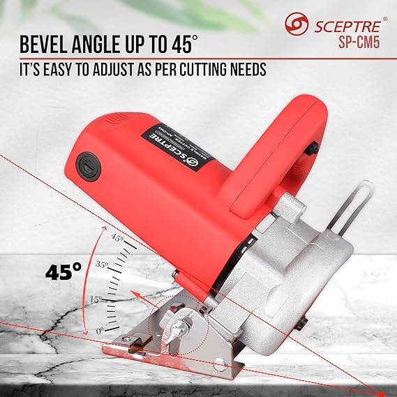 SP CM5 Marble Cutter, 1200 W, 125mm, 11000 RPM, 5 inch, Max. Cut Depth 38mm, Heavy Duty Multipurpose Powerful Machine High Capacity Motor Suitable for Cutting Tiles & Marbles Wood etc