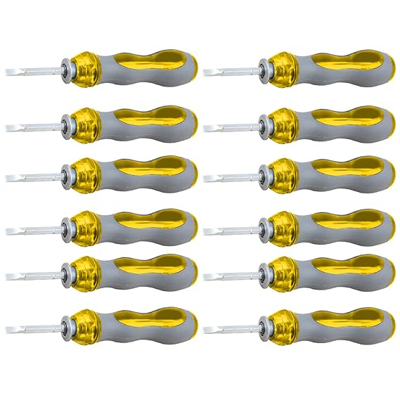 Reversible & Adjustable Screwdriver Set   Flat & Phillips Head, Durable Grip, Multipurpose Repair Tool for Electronics & Electrical Devices (Pack of 12, Yellow)