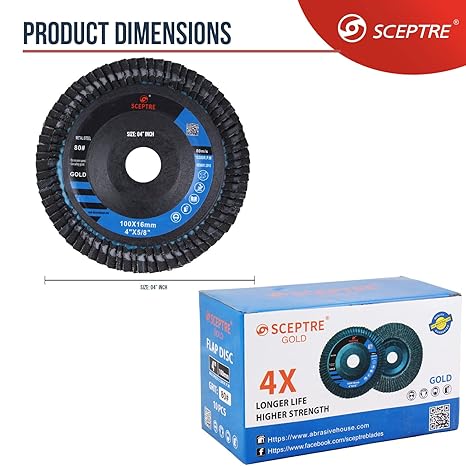 Professional 4 Inch (100mm) Flap Discs for Angle Grinder   10 Pcs Pack, Durable Abrasive Discs with 16mm Hole, High-Performance Grinding & Finishing for Metal, Wood, and Stainless Steel