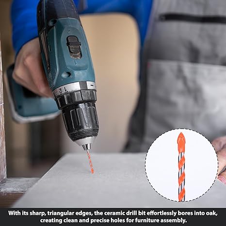 10 Pcs Ceramic Drill Bit Set   6mm | Multi-Material Drill Bits for Tile, Porcelain, Brick, Concrete, Glass, Wood & Plastic | Durable Carbide Tip for Precision Drilling