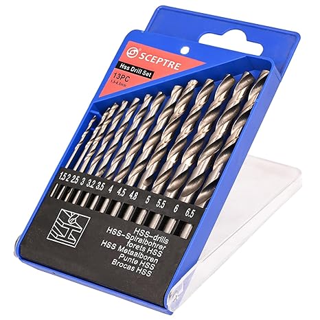 13-Piece HSS Twist Drill Bit Set | High-Speed Steel (HSS) for Wood, Metal, Plastic, Brass, Aluminium, Cast Iron & Stainless Steel | Precision Straight Shank Drill Kit (1.5mm - 6.5mm)