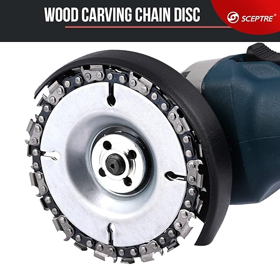 SP 6100 Angle Grinder Machine with Side Switch & Handle   Powerful 850W Heavy-Duty Tool Combo with Grinding Disc & Chain Wood Carving Disc for Cutting, Polishing & DIY