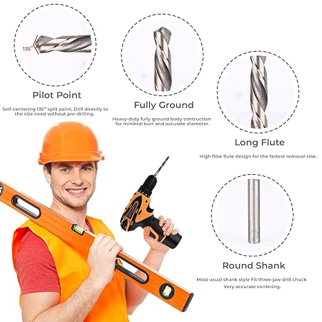 13-Piece HSS Twist Drill Bit Set | High-Speed Steel (HSS) for Wood, Metal, Plastic, Brass, Aluminium, Cast Iron & Stainless Steel | Precision Straight Shank Drill Kit (1.5mm - 6.5mm)