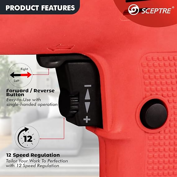 400W 10mm Electric Hammer Drill Machine with Reversible Function, 2600 RPM, 18 Drill Bits (13 HSS + 5 Wood Bits), for Wood, Metal & Masonry   Corded Power Drill (Red)