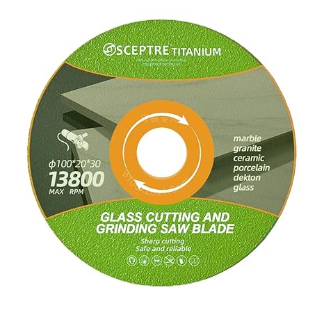 100mm Glass Cutting & Grinding Disc for Angle Grinder   13800 RPM Blade for Marble, Granite, Tile, Glass   Dry Cut Cutter Wheel with Long Life & Precision Cuts (Green)