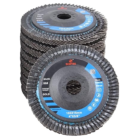 Professional 4 Inch (100mm) Flap Discs for Angle Grinder   10 Pcs Pack, Durable Abrasive Discs with 16mm Hole, High-Performance Grinding & Finishing for Metal, Wood, and Stainless Steel