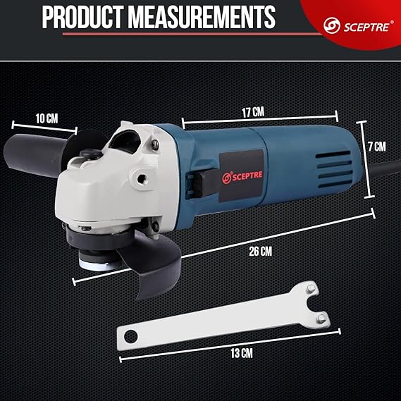 SP 6100 Angle Grinder Machine with Side Switch & Handle   Powerful 850W Heavy-Duty Tool Combo with Grinding Disc & Chain Wood Carving Disc for Cutting, Polishing & DIY