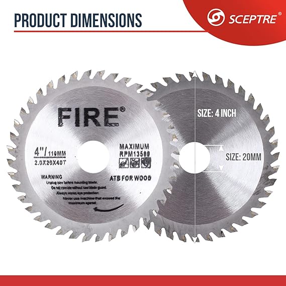 Gold SP-801 4-Inch Angle Grinder Machine 850W, 11000 RPM with Side Handle   Includes 4" 110mm Wood Cutting Saw Blade (40T, 13500 Max RPM) for DIY & Professional Use