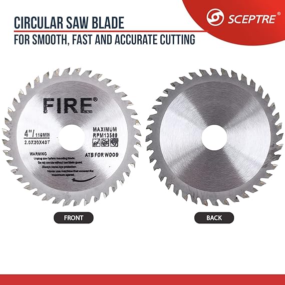 SP 6100 Angle Grinder Machine with Side Switch, Heavy Duty Motor, Handle & 4" 40-Tooth Circular Saw Blade, Max Speed 13,000 RPM   Industrial Wood Cutting Tool, Sharp Teeth (1 Pc)