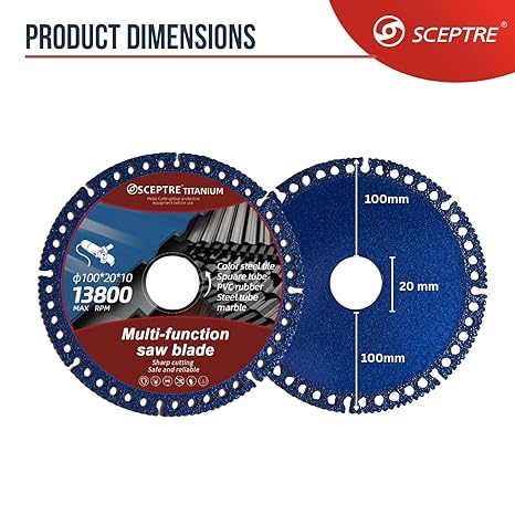100mm Angle Grinder Cutter Disc   Multi-Purpose Cutting Blade for Marble, Steel, Tile, PVC & Rubber | Dry Cut Saw Blade | 13800 RPM Durable Grinding Wheel (Blue)