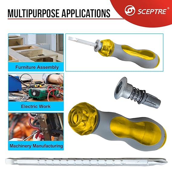 Reversible & Adjustable Screwdriver Set   Flat & Phillips Head, Durable Grip, Multipurpose Repair Tool for Electronics & Electrical Devices (Pack of 12, Yellow)