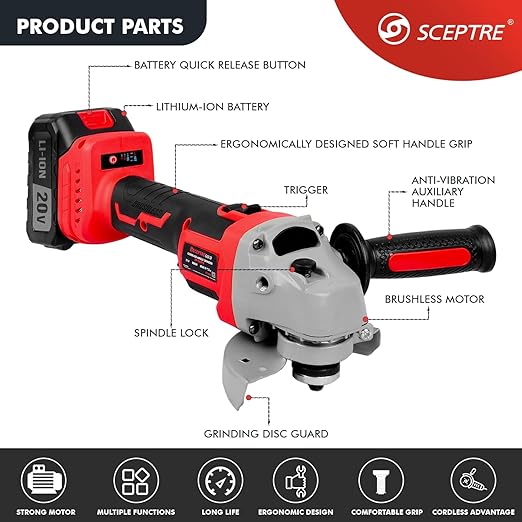 SCEPTRE SP-CA21V Cordless Angle Grinder 21 V
