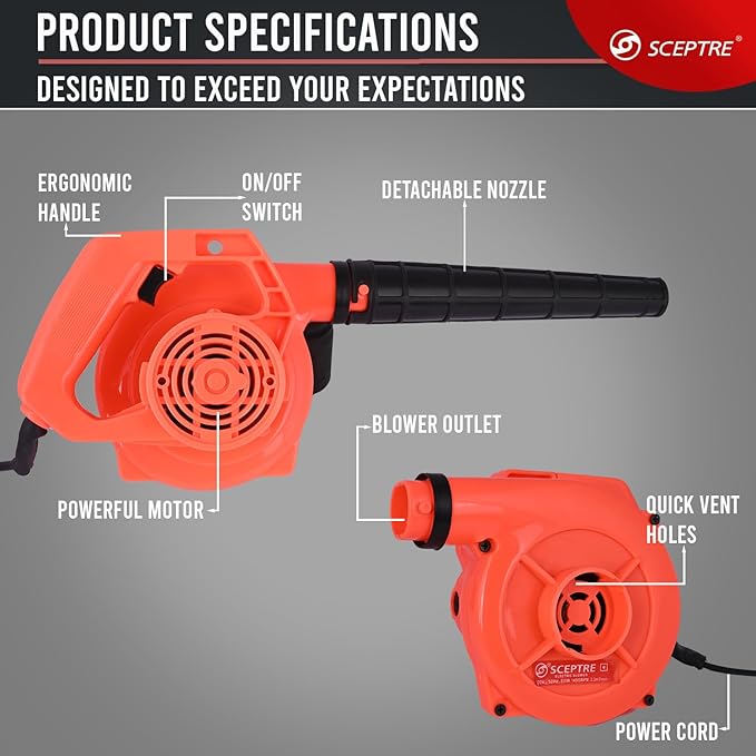 SCEPTRE SPBK40 650W Electric Air Blower & Dust Cleaner
