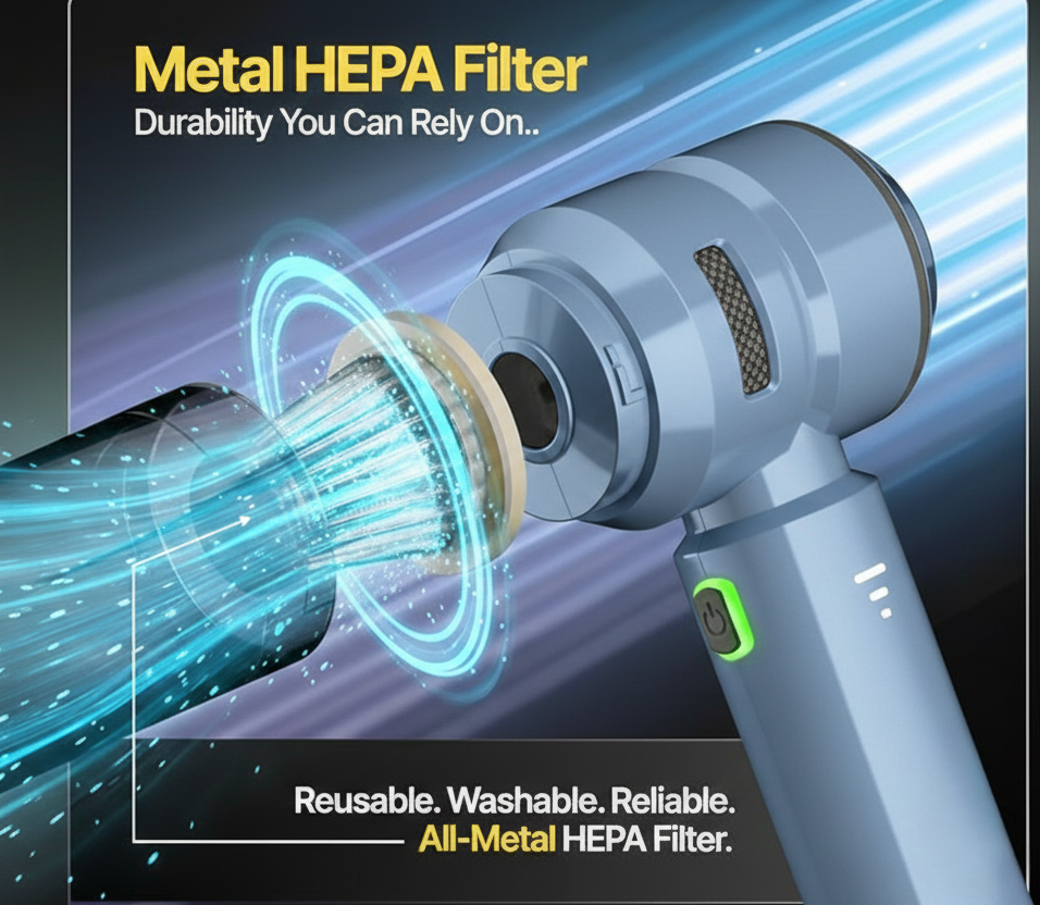 2-in-1 Cordless Handheld Vacuum Cleaner & Air Duster – Portable Rechargeable Vacuum with Nozzle Attachments & USB Charging for Car, Sofa & Keyboard Cleaning